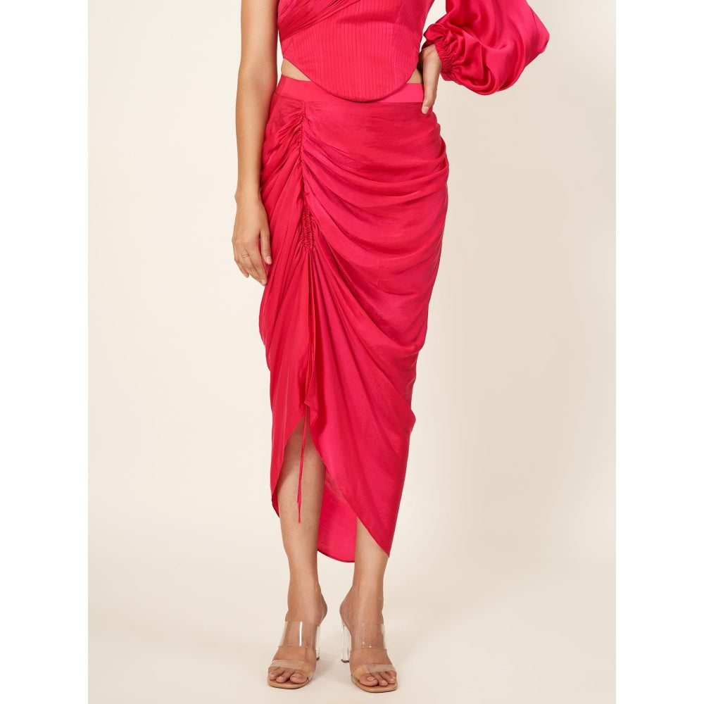 Neha Tarun Corseted One Shoulder Top with Pull Up Skirt (Set of 2)