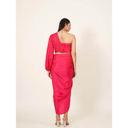 Neha Tarun Corseted One Shoulder Top with Pull Up Skirt (Set of 2)