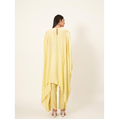 Neha Tarun Yellow Satin Kaftan Kurta with Pant (Set of 2)