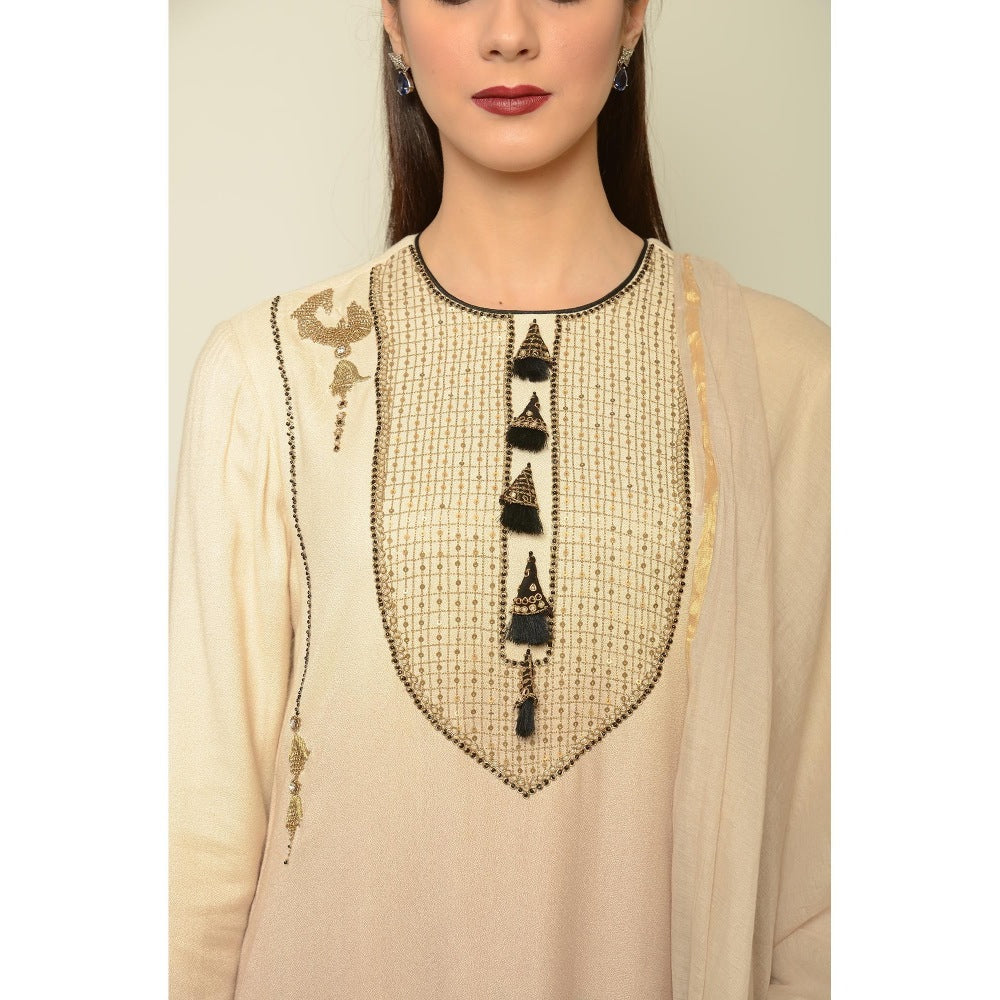 Neha Tarun Ombre Mughal Embroidery Kurta with Churidar and Chanderi Dupatta (Set of 3)