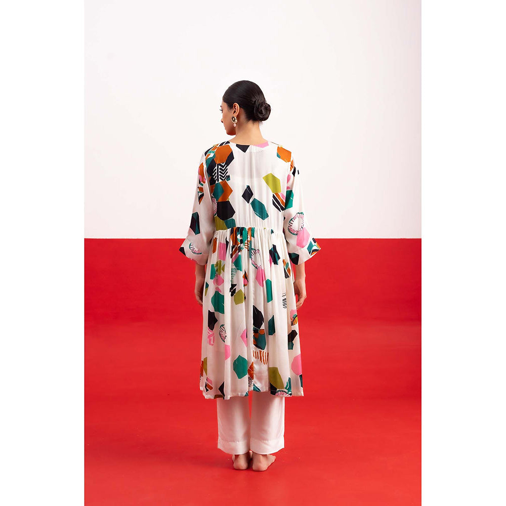 NEHER Mosa White Ruffled Kurta with Pant