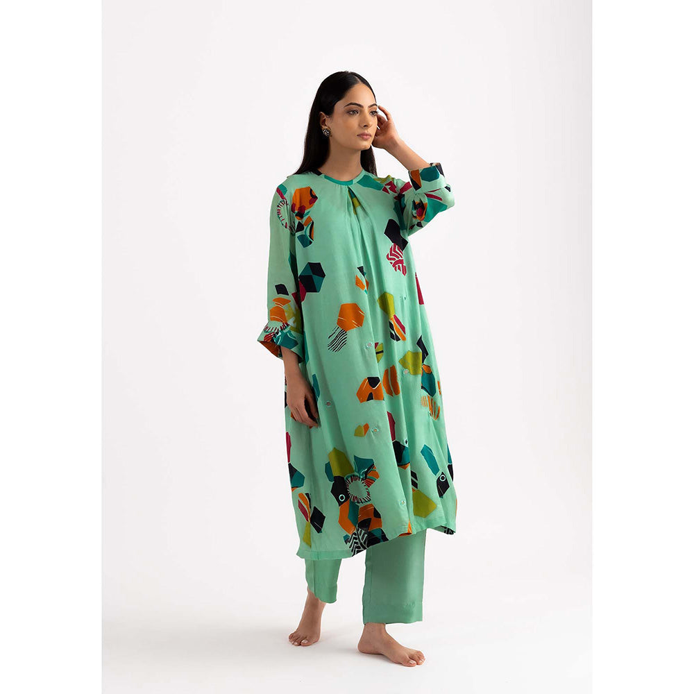 NEHER Mosa Green Kurta with Pant
