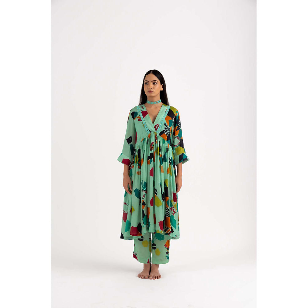 NEHER Mosa Green Ruffled Co-Ord Set
