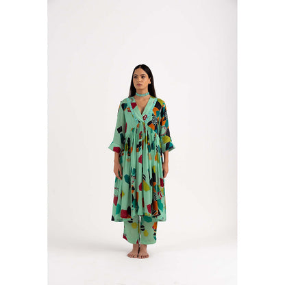 NEHER Mosa Green Ruffled Co-Ord Set