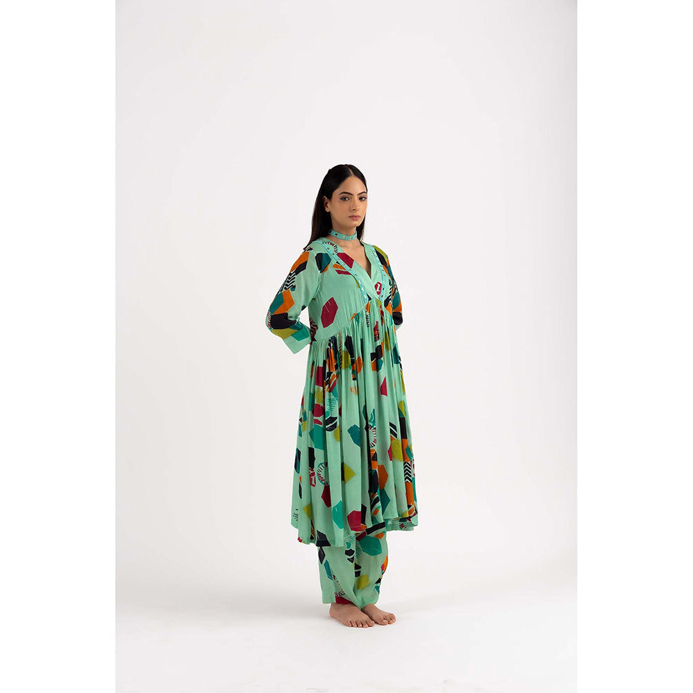 NEHER Mosa Green Ruffled Co-Ord Set