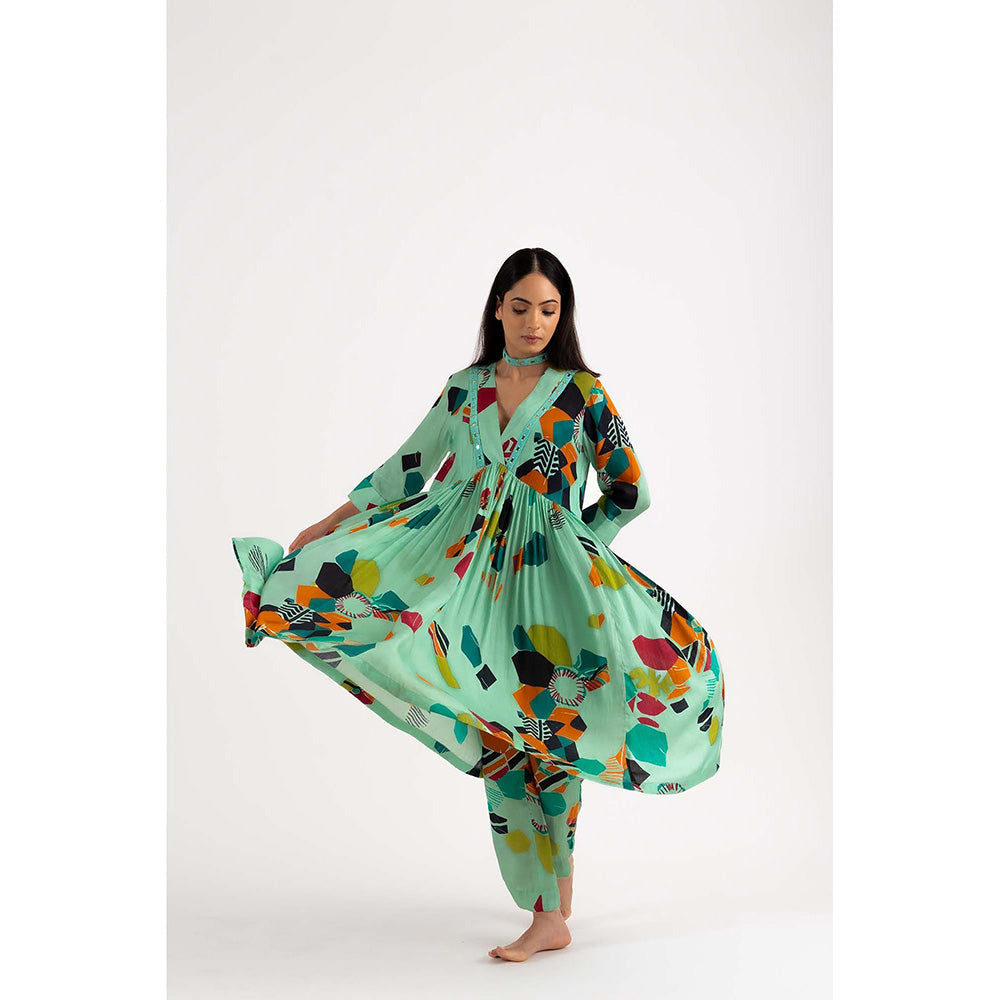 NEHER Mosa Green Ruffled Co-Ord Set
