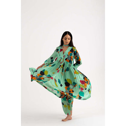NEHER Mosa Green Ruffled Co-Ord Set