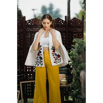 NEIZA White with Red and Navy Embraided Cape