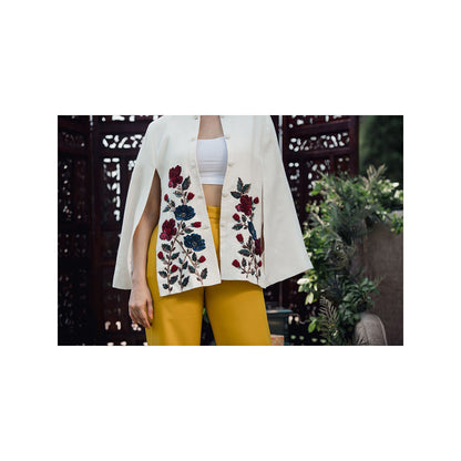 NEIZA White with Red and Navy Embraided Cape