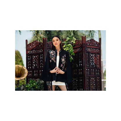 NEIZA Black with Navy and Pink Embroidery Cape