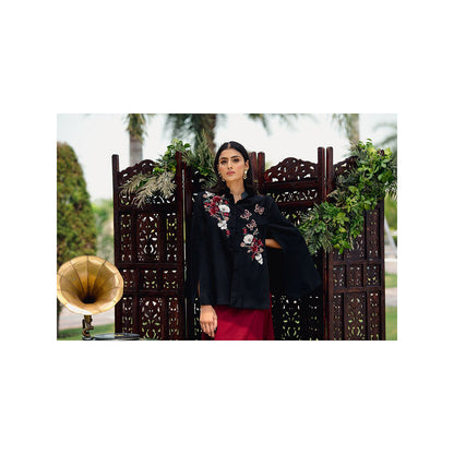 NEIZA Black with Red and White Embroidery Cape