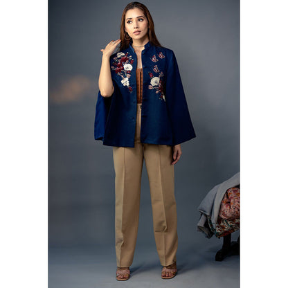 NEIZA Sky Blue with Red and White Embroidery Cape