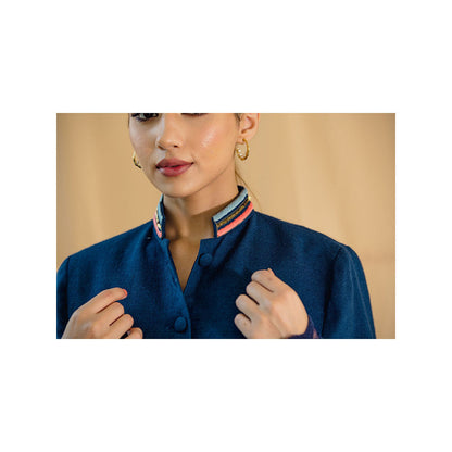 NEIZA Sky Blue with Peach and Blue Embroidery Cape