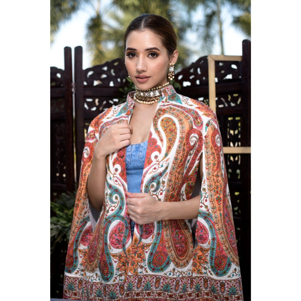 NEIZA Multi-Colour Paisley Design Cape