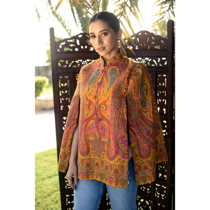NEIZA Mustard Paisley Design Cape