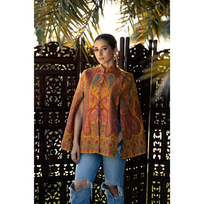 NEIZA Mustard Paisley Design Cape