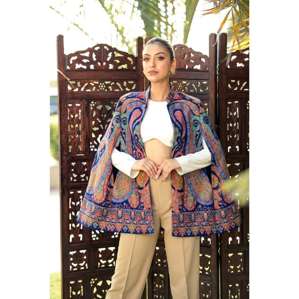 NEIZA Classic Blue Paisley Cape