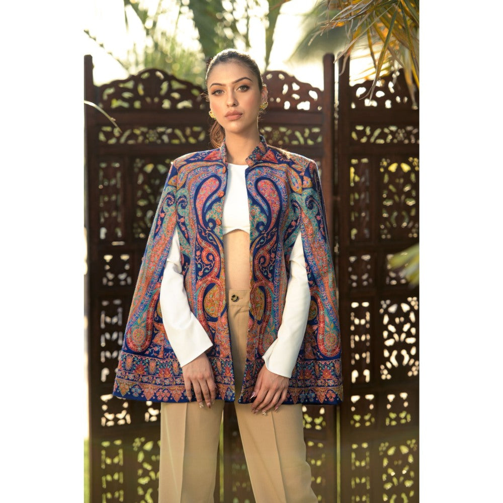 NEIZA Classic Blue Paisley Cape