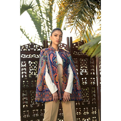 NEIZA Classic Blue Paisley Cape