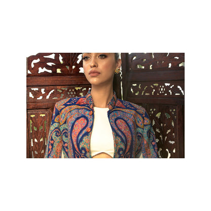 NEIZA Classic Blue Paisley Cape