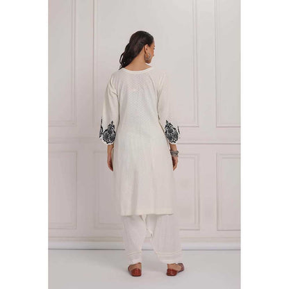 NEMAANI Black Embroidered Kurta with Salwar Pant (Set of 2)