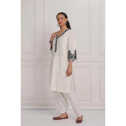 NEMAANI Black Embroidered Kurta with Salwar Pant (Set of 2)