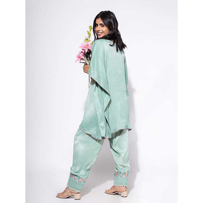 NEMAANI Blue Embroidered Kaftan with Salwar Pant (Set of 2)