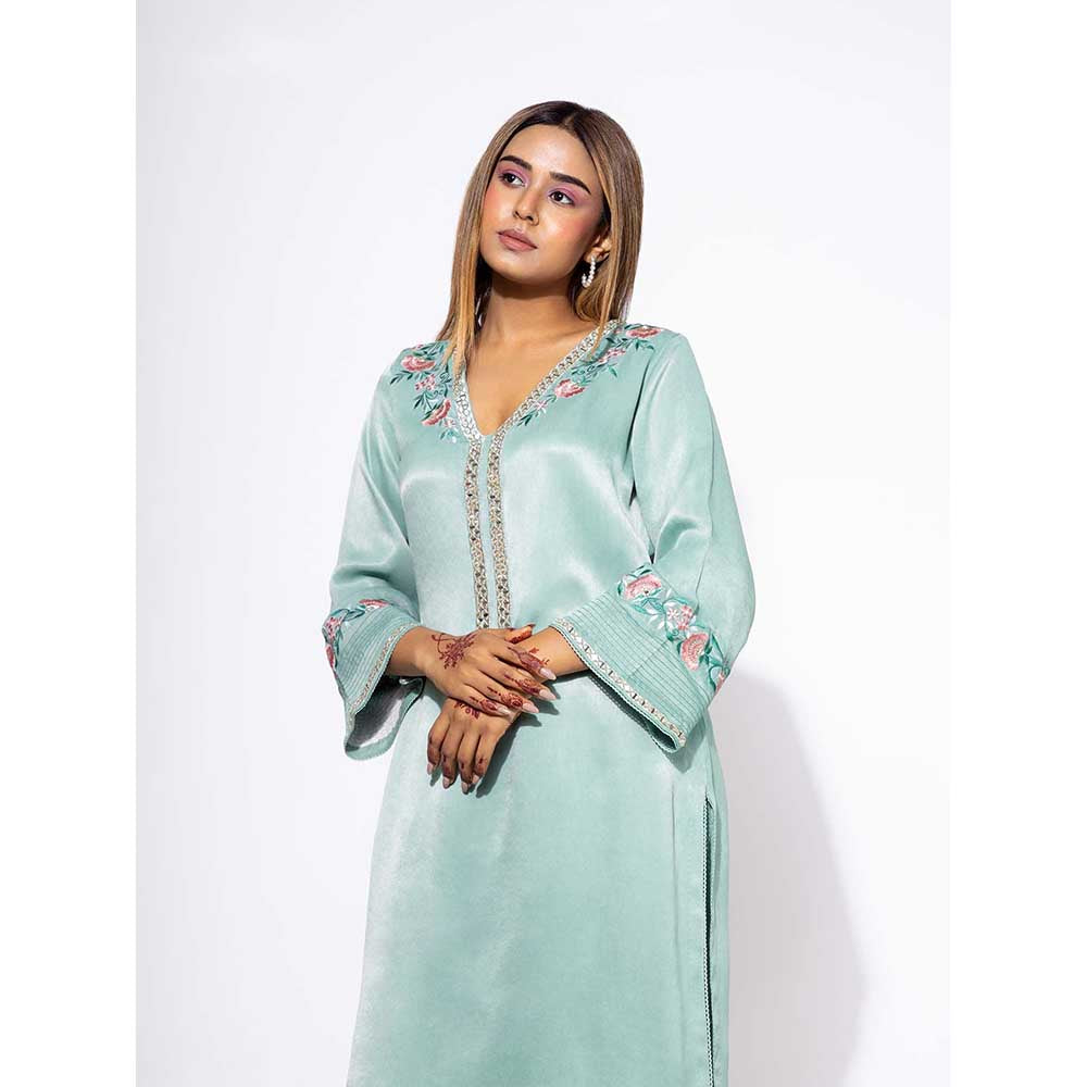 NEMAANI Blue Side Boota Kurta with Pant and Dupatta (Set of 3)