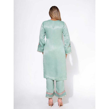 NEMAANI Blue Embroidered Sleeve Kurta with Pant and Dupatta (Set of 3)