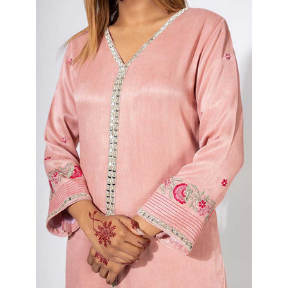 NEMAANI Pink Short Kurta with Pant (Set of 2)