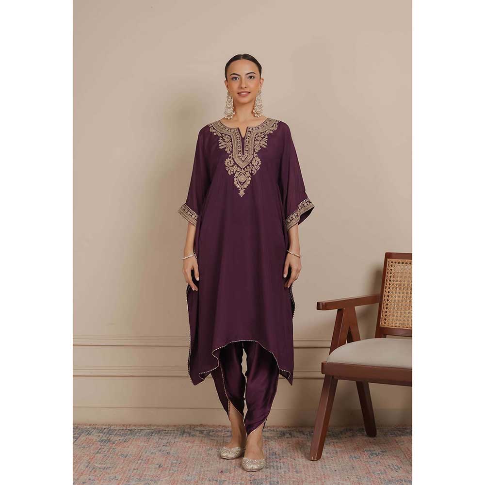 NEMAANI Purple Kaftan with Dhoti Pant (Set of 2)