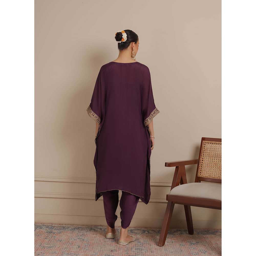 NEMAANI Purple Kaftan with Dhoti Pant (Set of 2)