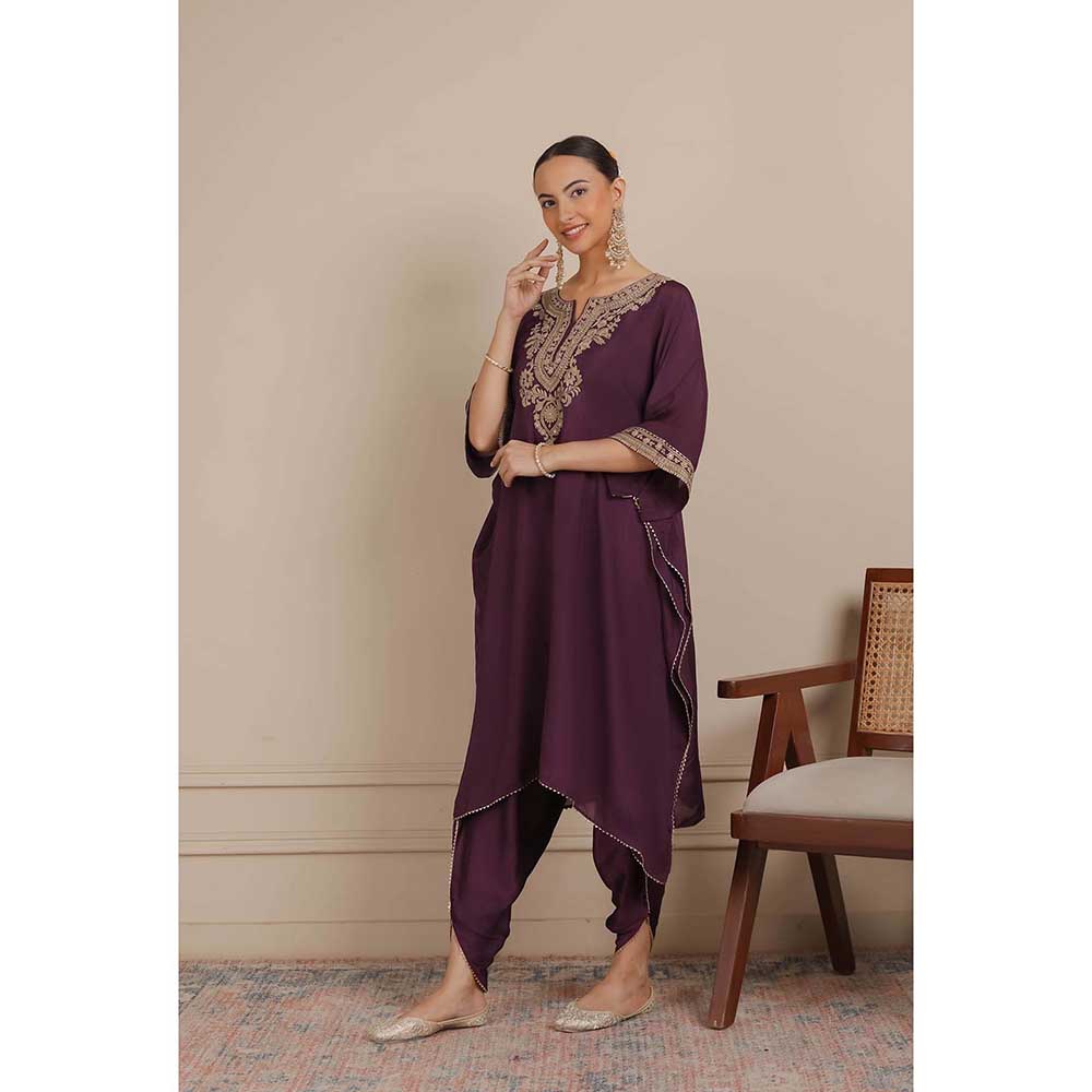 NEMAANI Purple Kaftan with Dhoti Pant (Set of 2)