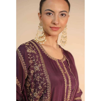 NEMAANI Purple Kurta with Dhoti Pant and Dupatta (Set of 3)