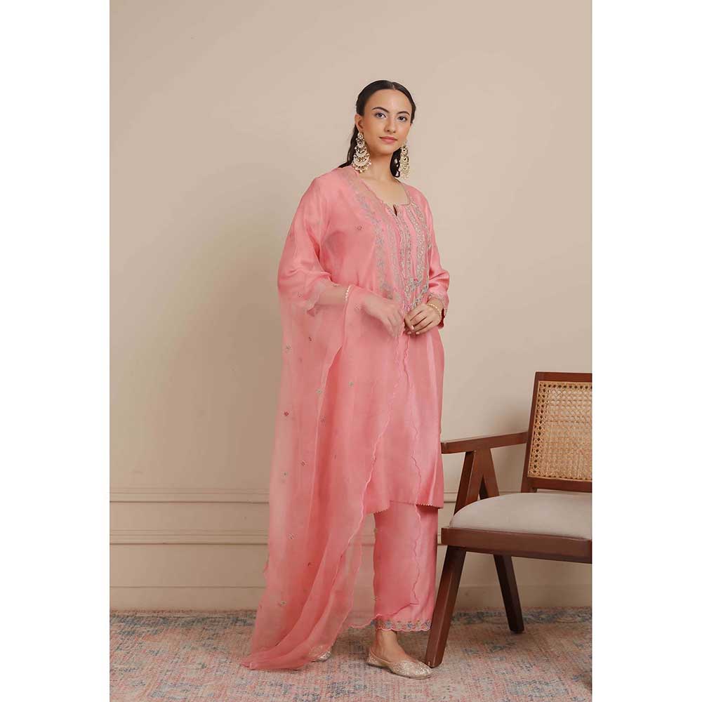 NEMAANI Pink Kurta with Pant and Dupatta (Set of 3)