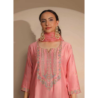 NEMAANI Pink Kurta with Pant and Dupatta (Set of 3)