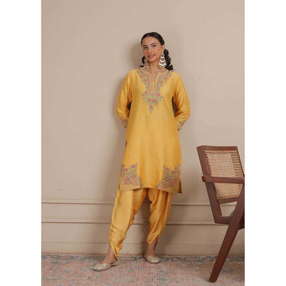 NEMAANI Yellow Kurta with Dhoti Pant (Set of 2)