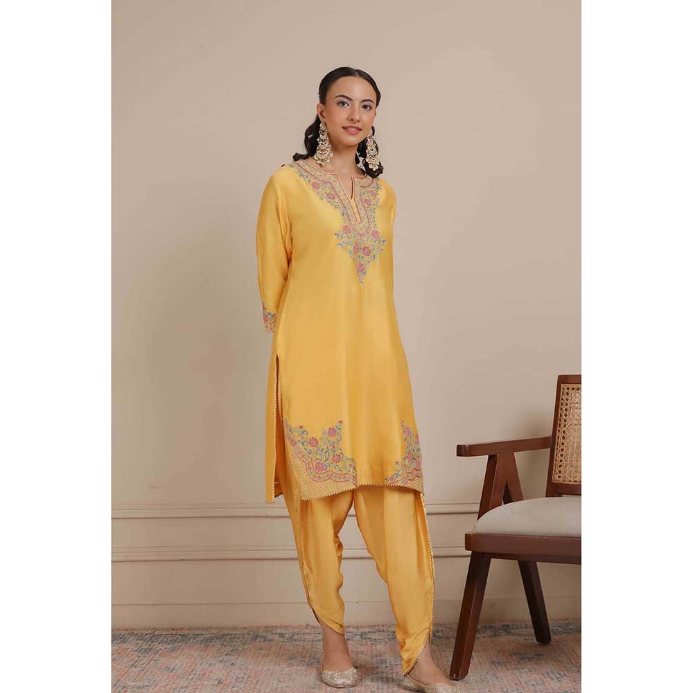 NEMAANI Yellow Kurta with Dhoti Pant (Set of 2)