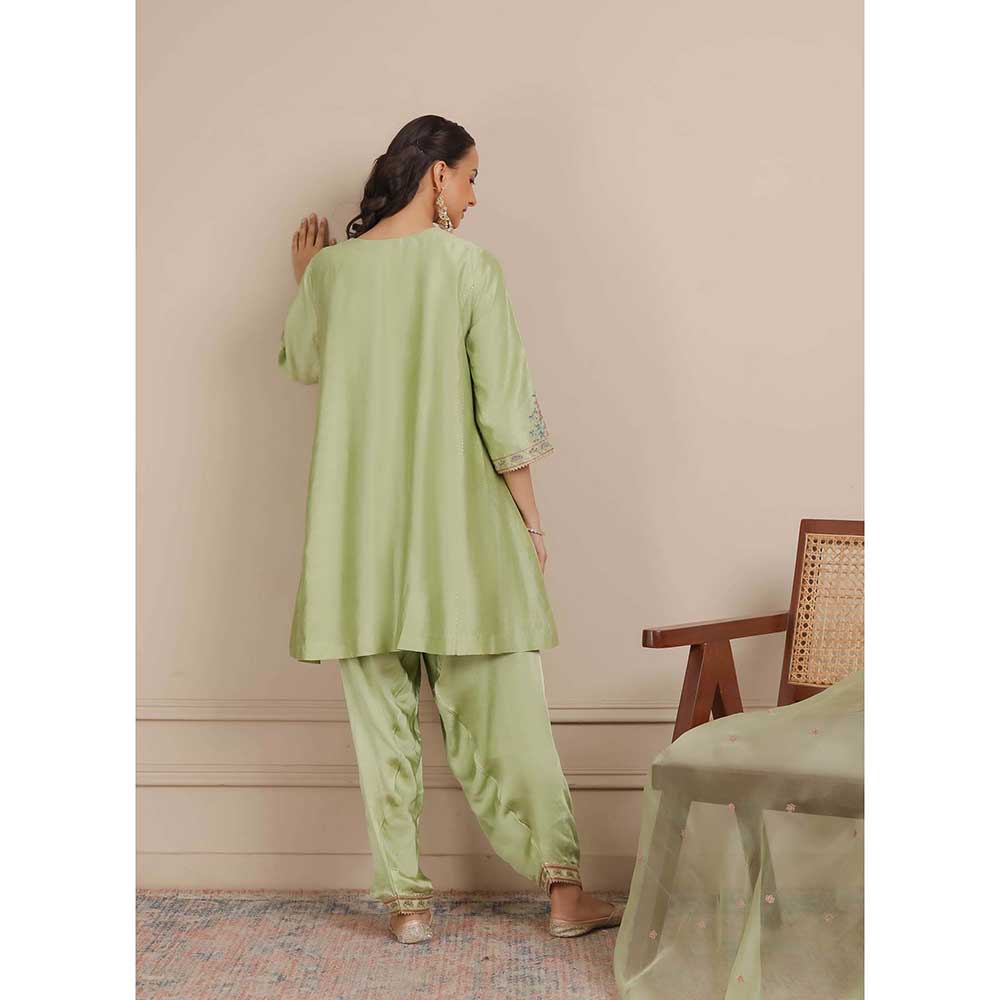 NEMAANI Green A-Line Kurta with Salwar Pant and Dupatta (Set of 3)