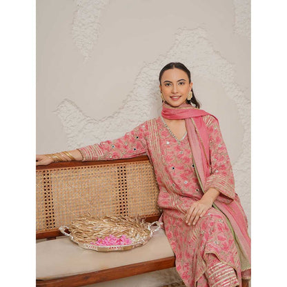 NEMAANI Saanjh Pink Kurta with Pant and Dupatta