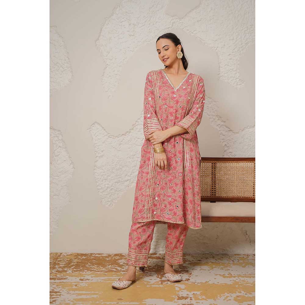 NEMAANI Saanjh Pink Kurta with Pant and Dupatta