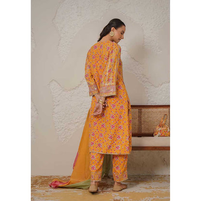 NEMAANI Meher Yellow Kurta with Pant and Dupatta