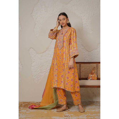 NEMAANI Meher Yellow Kurta with Pant and Dupatta