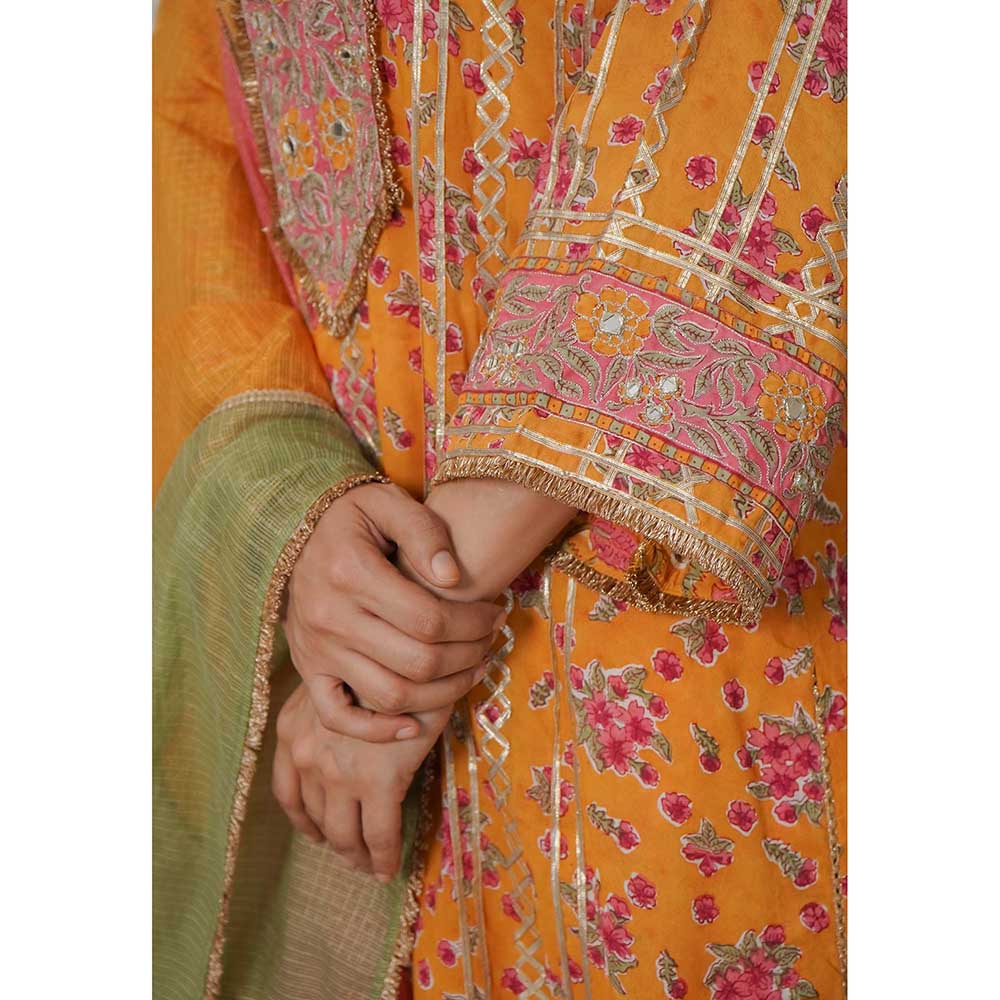 NEMAANI Meher Yellow Kurta with Pant and Dupatta