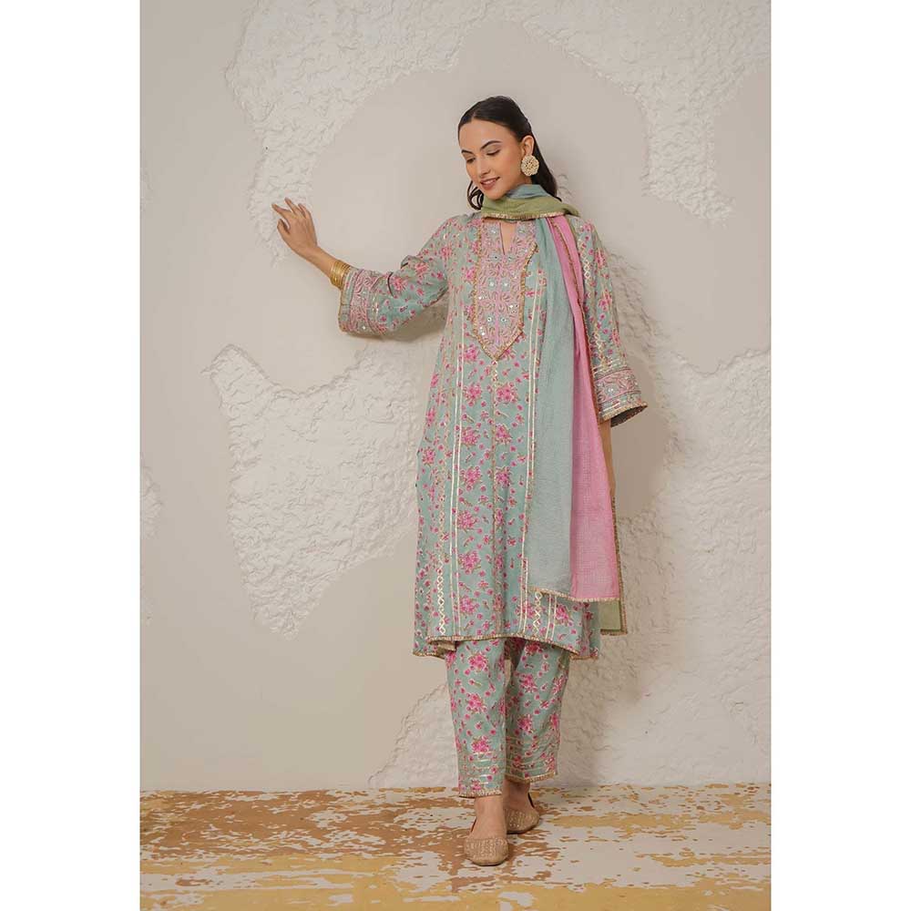 NEMAANI Meher Blue Kurta with Pant and Dupatta