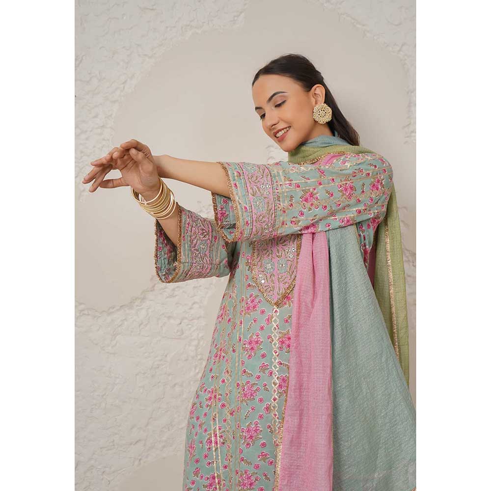 NEMAANI Meher Blue Kurta with Pant and Dupatta