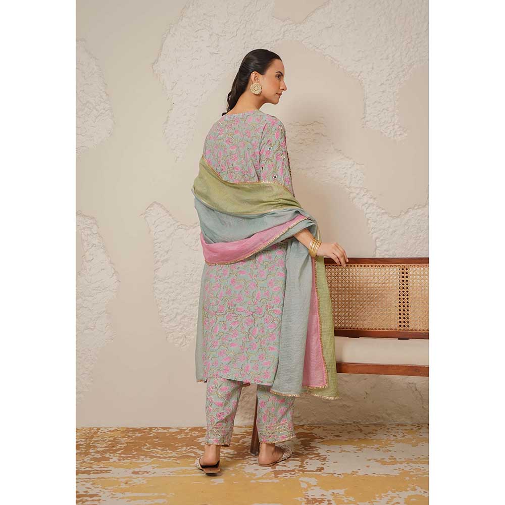 NEMAANI Noor Green Kurta with Pant and Dupatta
