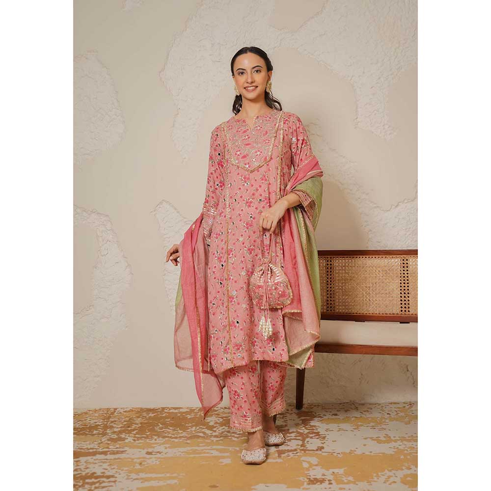 NEMAANI Aaina Pink Kurta with Pant and Dupatta