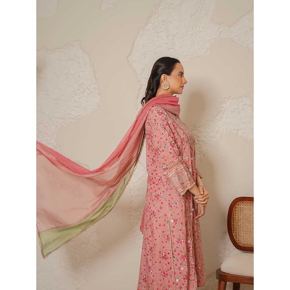 NEMAANI Aaina Pink Kurta with Pant and Dupatta
