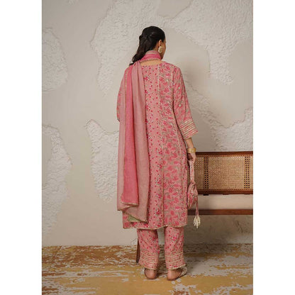 NEMAANI Ira Pink A-Line Kurta with Pant and Dupatta